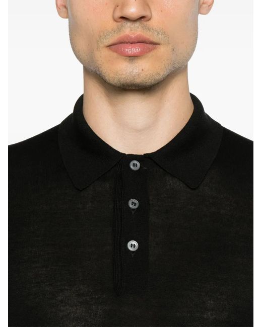 SAPIO Black Silk Polo Shirt for men