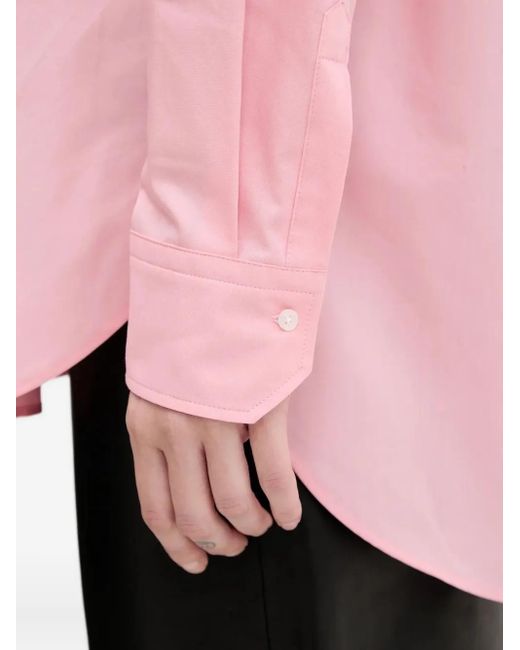 HUGO Pink Embroidered-Logo Cotton Shirt