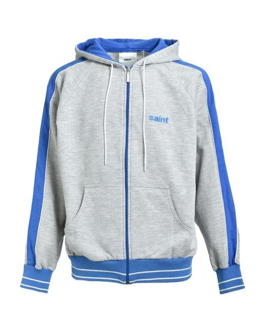 SAINT Mxxxxxx Blue Stripe-Trim Hoodie for men