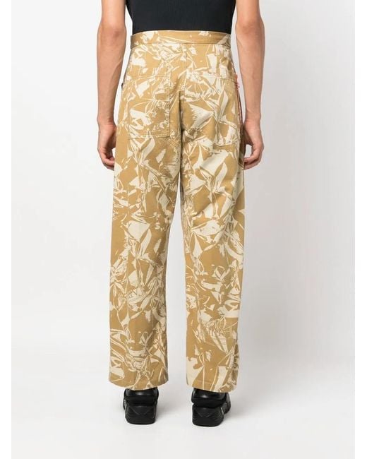 Aries Natural Graphic-Print Cotton Twill Trousers for men