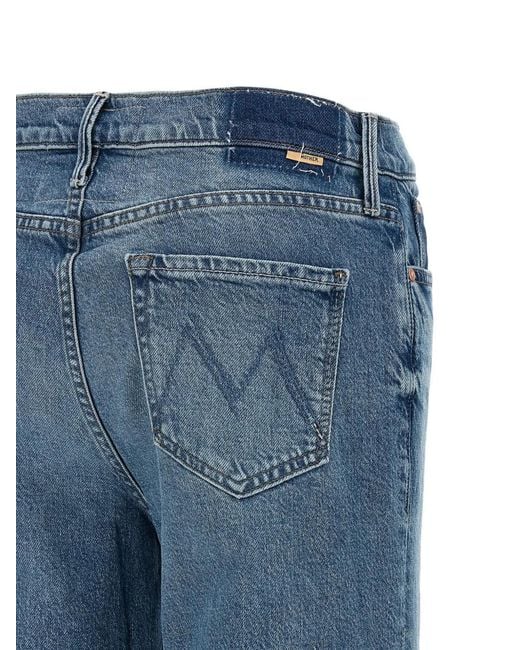 Mother Blue The Kick It Ankle Contrast Stitching Jeans