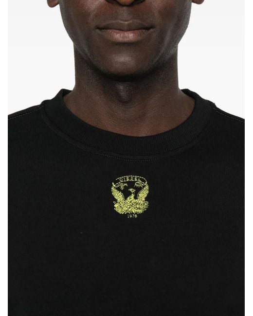 DIESEL Black Embroidered Crew-Neck Sweatshirt for men