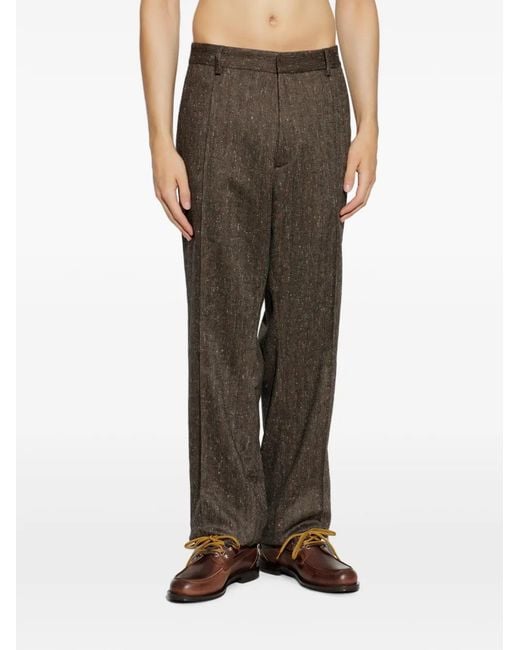 DSquared² Gray Herringbone-Pattern Trousers for men