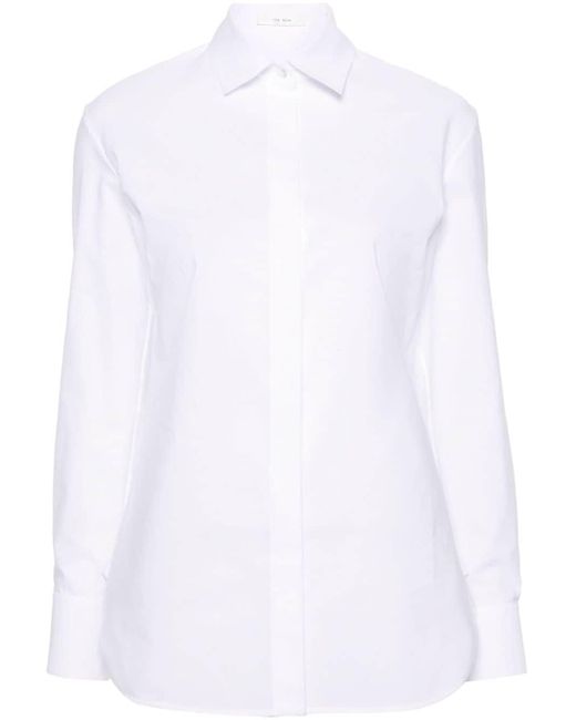 The Row White Derica Faille Shirt