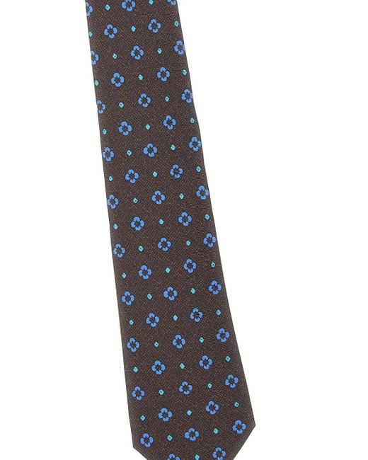 Kiton White Floral Silk Tie for men