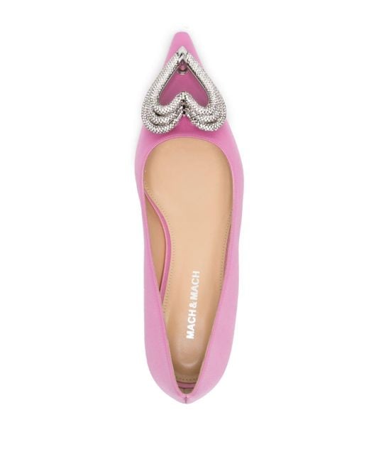 Mach & Mach Pink Triple Heart Satin Ballerina Shoes