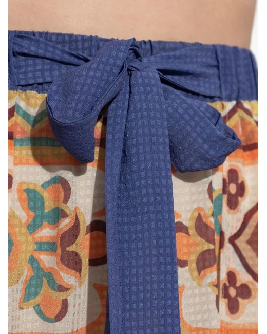 Etro White Patterned Tie-Waist Trousers