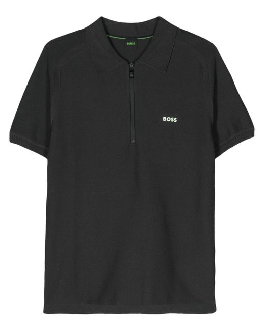 Polo à logo en caoutchouc Boss pour homme en coloris Black