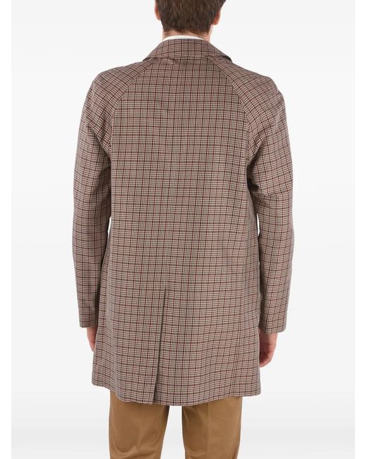 Corneliani Brown Checked-Pattern Single-Breasted Coat for men