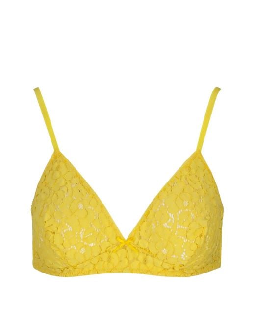 Laura Urbinati Yellow Soutien-Gorge En Dentelle Fleurie