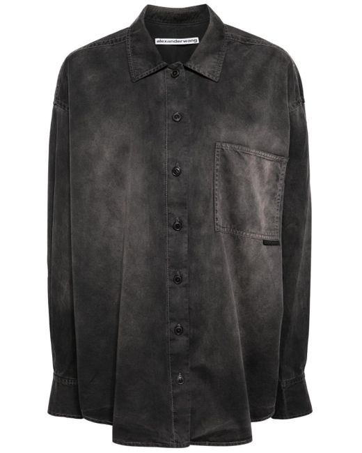Alexander Wang Black Washed-effect Cotton Shirt