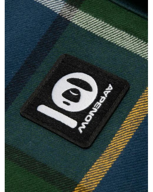 Aape By A Bathing Ape Green Plaid Logo-Patch Shirt for men