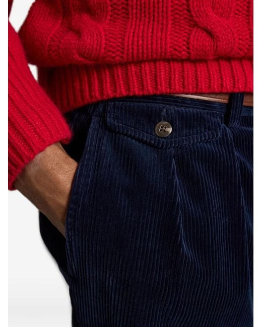 Polo Ralph Lauren Blue Whitman Pleated Corduroy Trousers for men