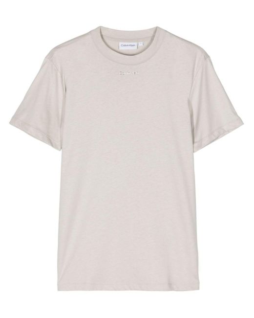 T-shirt en coton à logo embossé Calvin Klein en coloris White