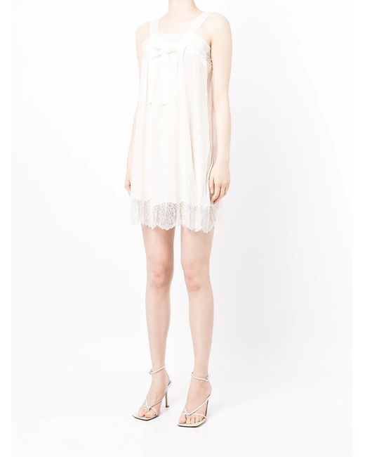 Shiatzy Chen White Lace-Panelled Mini Dress