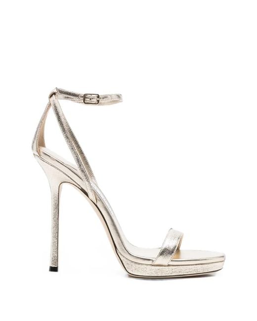 Jimmy Choo White Moza Metallic-Effect Platform Sandals