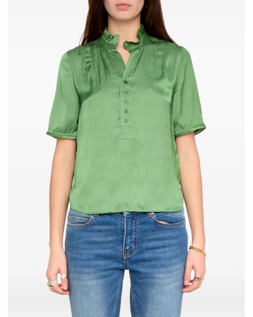 Zadig & Voltaire Green Topher Satin Top