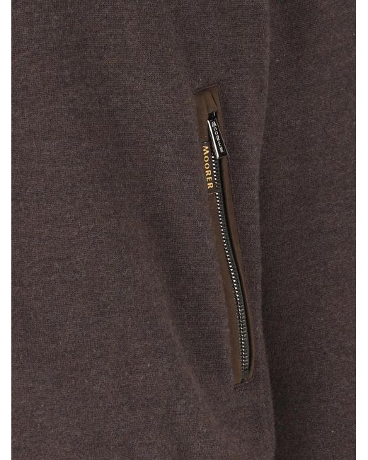 Moorer Brown Pocket Zip-Up Jacket for men