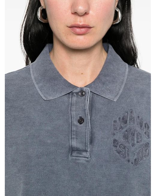 Alexander Wang Blue High-Low Polo Top