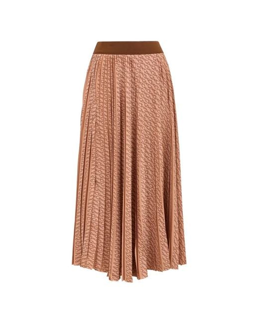 Herno Brown Graphic Pleated Skirt