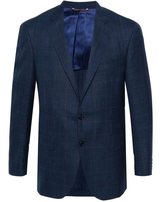 Canali Blue Checked Wool Blazer for men