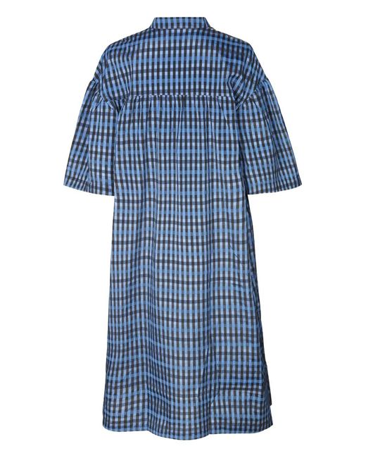 Baum und Pferdgarten Blue Aslau Gingham Puff-Sleeve Midi Dress
