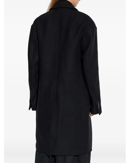 DSquared² Black Buttoned Wool-Blend Coat