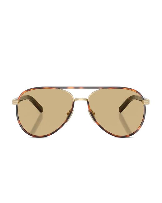 Prada Natural Pilot-Frame Tortoiseshell Sunglasses