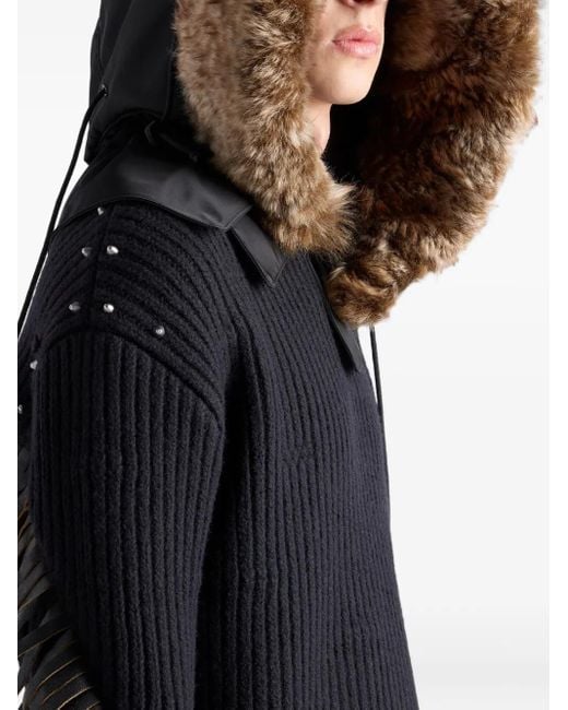Prada Black Shearling-Trimmed Hood for men