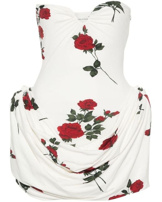 Strapless draped mini dress Magda Butrym en coloris White