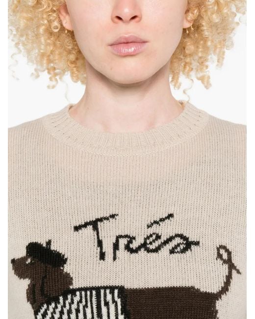 Weekend by Maxmara Natural Embroidered Crew Neck Sweater