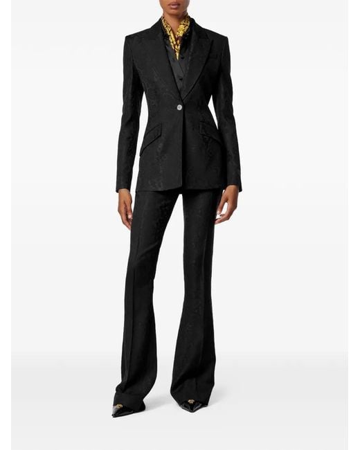 Versace Black Wool-Blend Single-Breasted Blazer