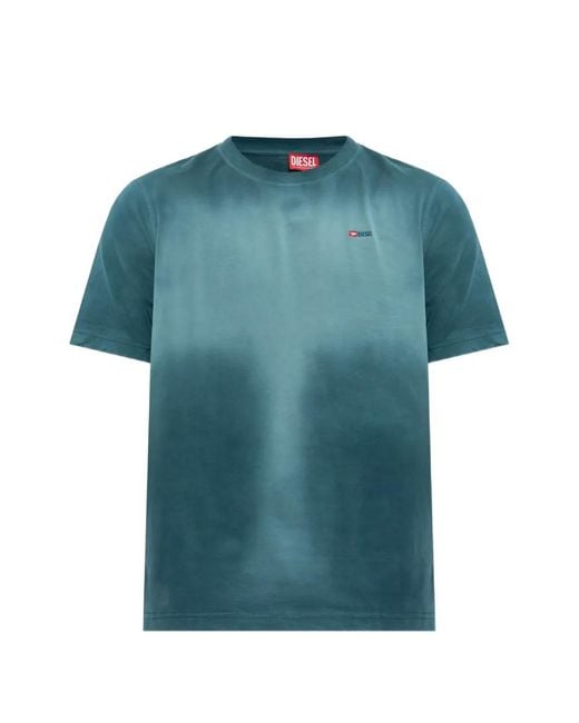 DIESEL Blue Logo-Embroidered T-Shirt for men