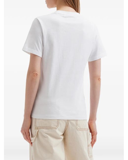 Chocoolate White Embroidered-Detail Cotton T-Shirt