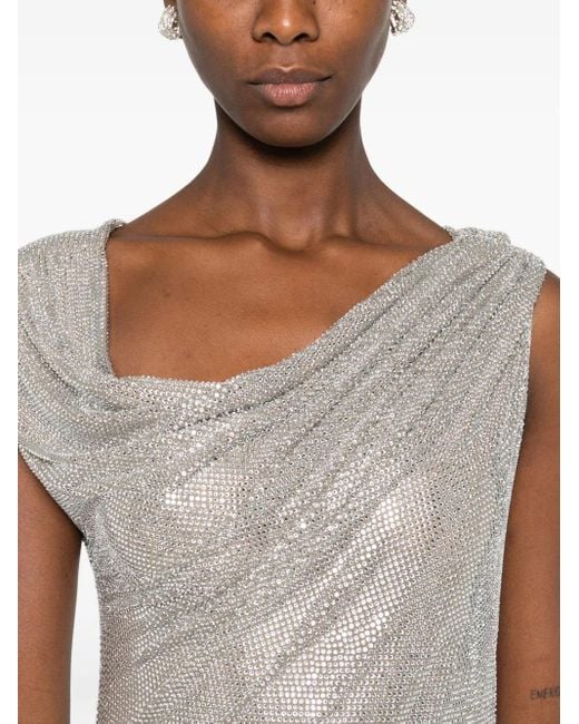 GIUSEPPE DI MORABITO White Cowl-Neck Chainmail Dress