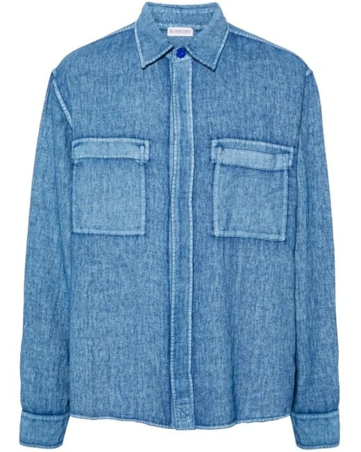 Camisa de manga larga Burberry de hombre de color Blue