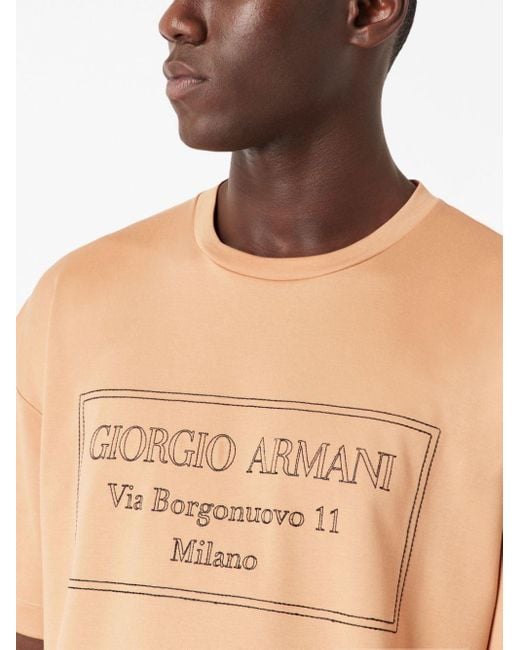 メンズ Giorgio Armani ロゴ Tシャツ Natural
