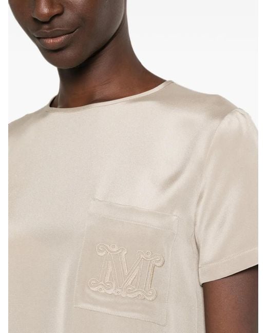 Max Mara White Monogram-Embroidered T-Shirt