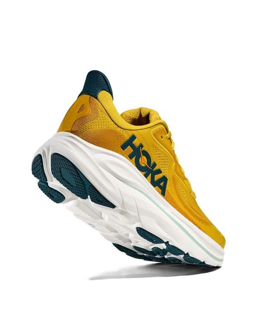 Hoka One One Yellow Clifton 10 Logo-Print Lace-Up Sneakers for men