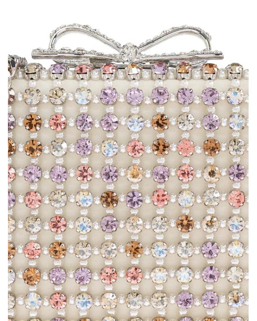 Borsa Tote Con Fiocco E Cristalli di Self-Portrait in White