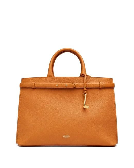 Lancel Brown Small Leather Tote Bag