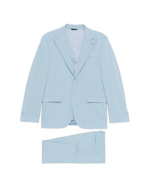 Manuel Ritz Blue Single-Breasted Suit for men