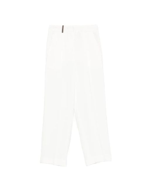 Peserico White Side-Pocket Cropped Trousers