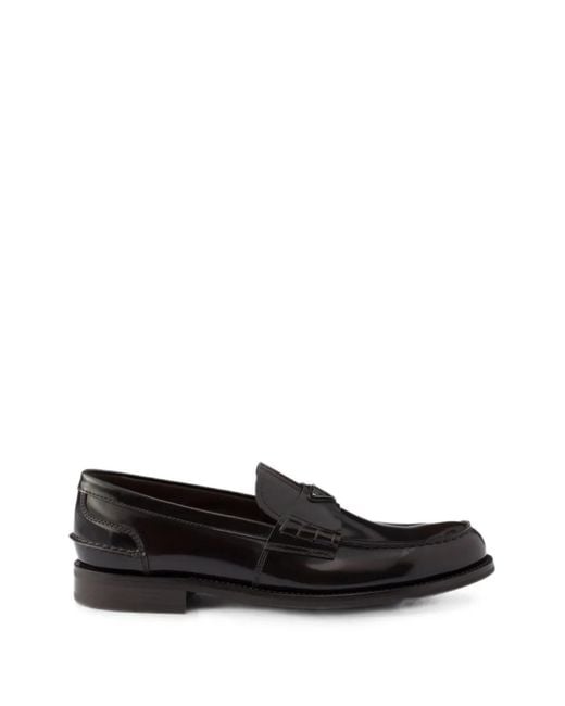 Prada White Brushed Leather Loafers for men