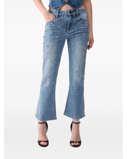 Liu Jo Blue Bootcut Jeans With Rhinestones