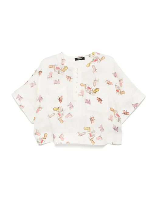 Undercover White Graphic-Print Blouse