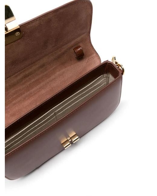 A.P.C. Brown Grace Chaine Leather Clutch Bag