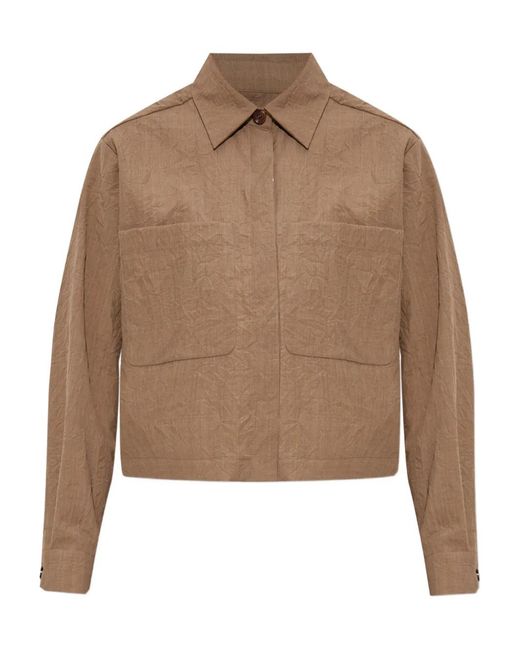Max Mara Brown Textured Pocket Shirt