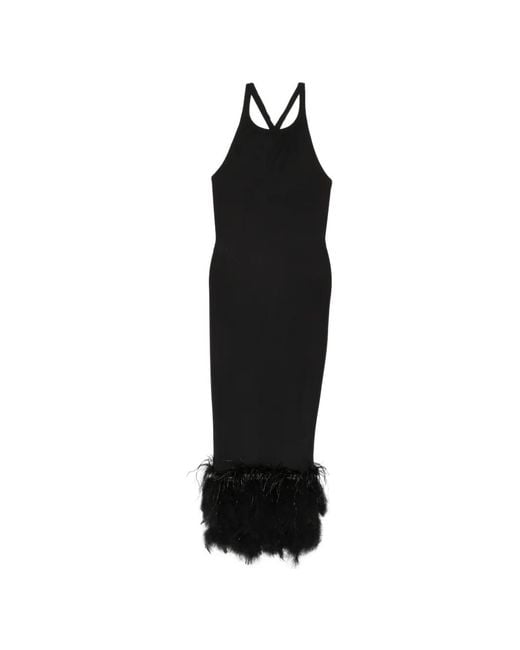Vestiaire d'un Oiseau Libre Black Feather-Trim Crossover-Strap Dress