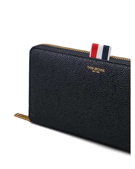 Thom Browne Black Pebble-Grain Long Zip Wallet